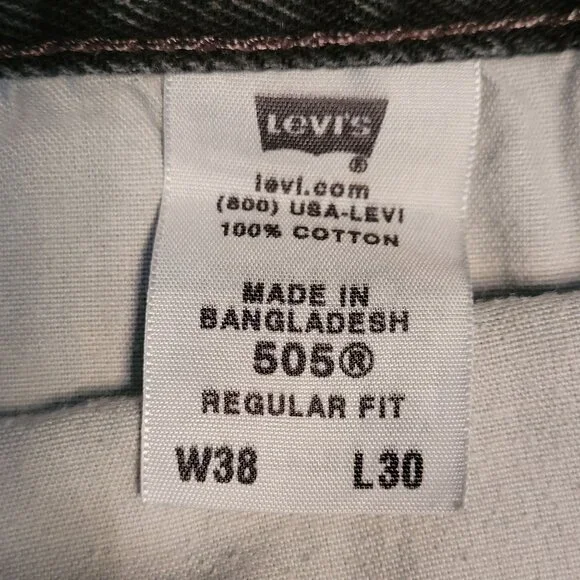 Vintage Levi's Jeans Mens 38x30 Black 505 Regular Fit Y2K Cotton Denim Western - Picture 6 of 12
